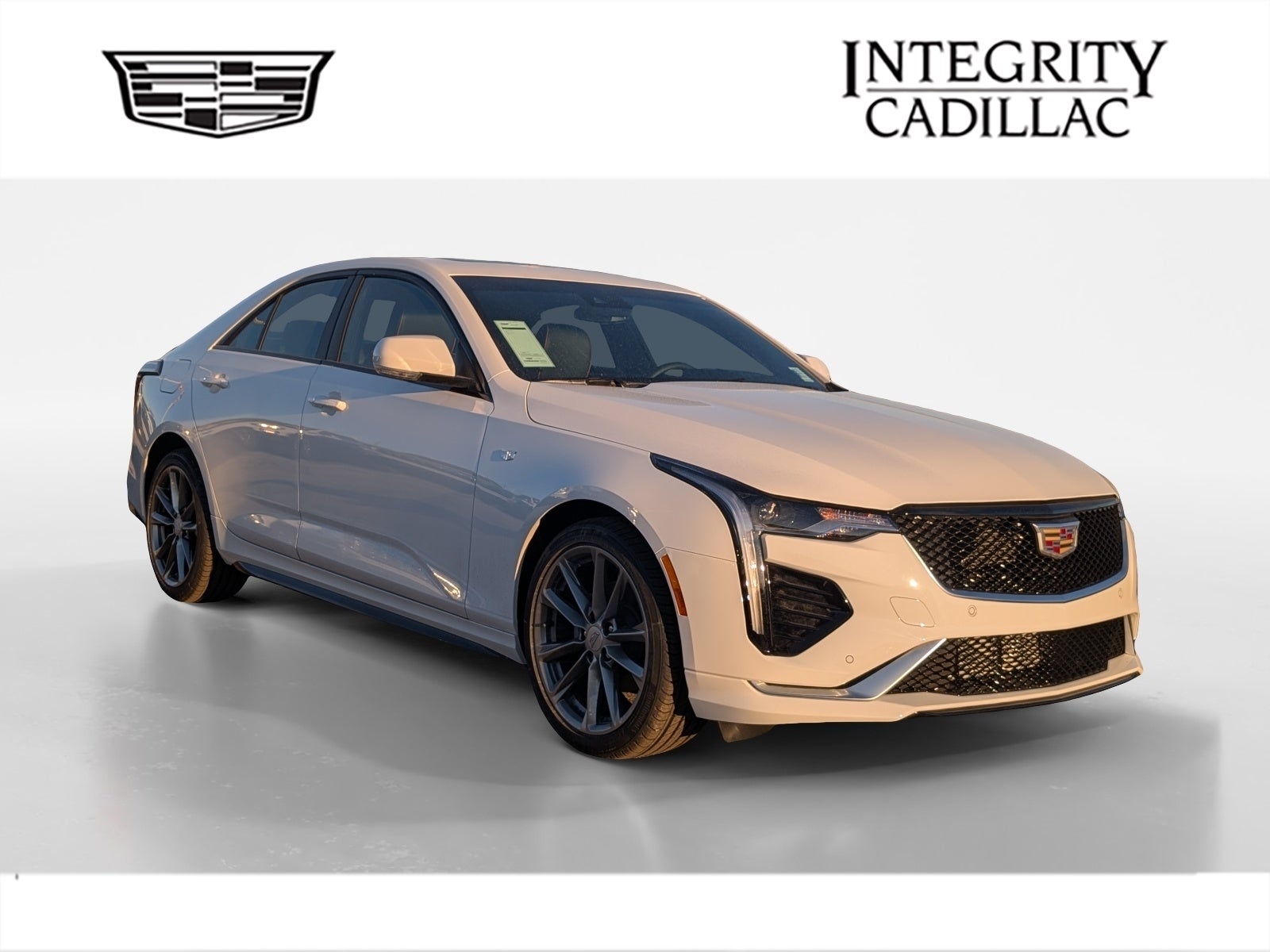 2026 Cadillac CT4 Sport in Summit White — front three-quarter view