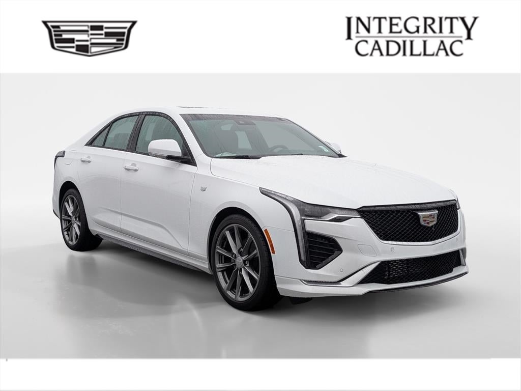 2026 Cadillac CT4 Sport in Summit White — front three-quarter view