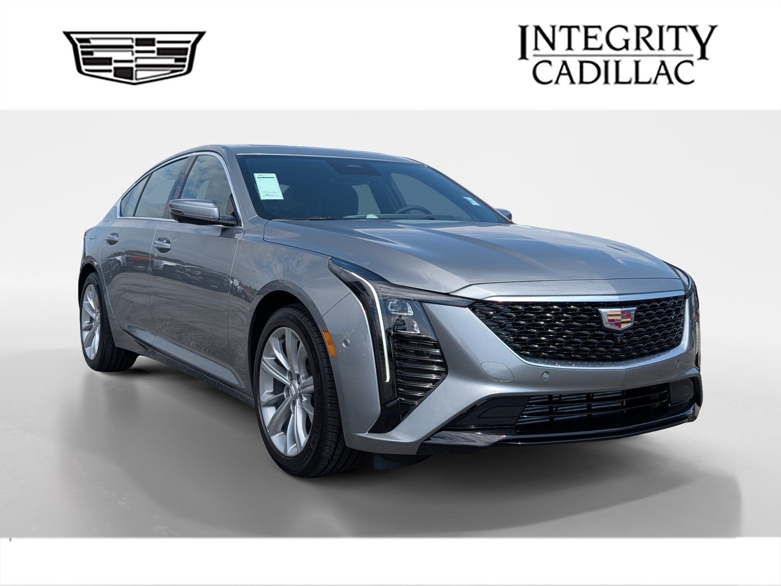 2026 Cadillac CT5 Premium Luxury in Argent Silver Metallic — front three-quarter view