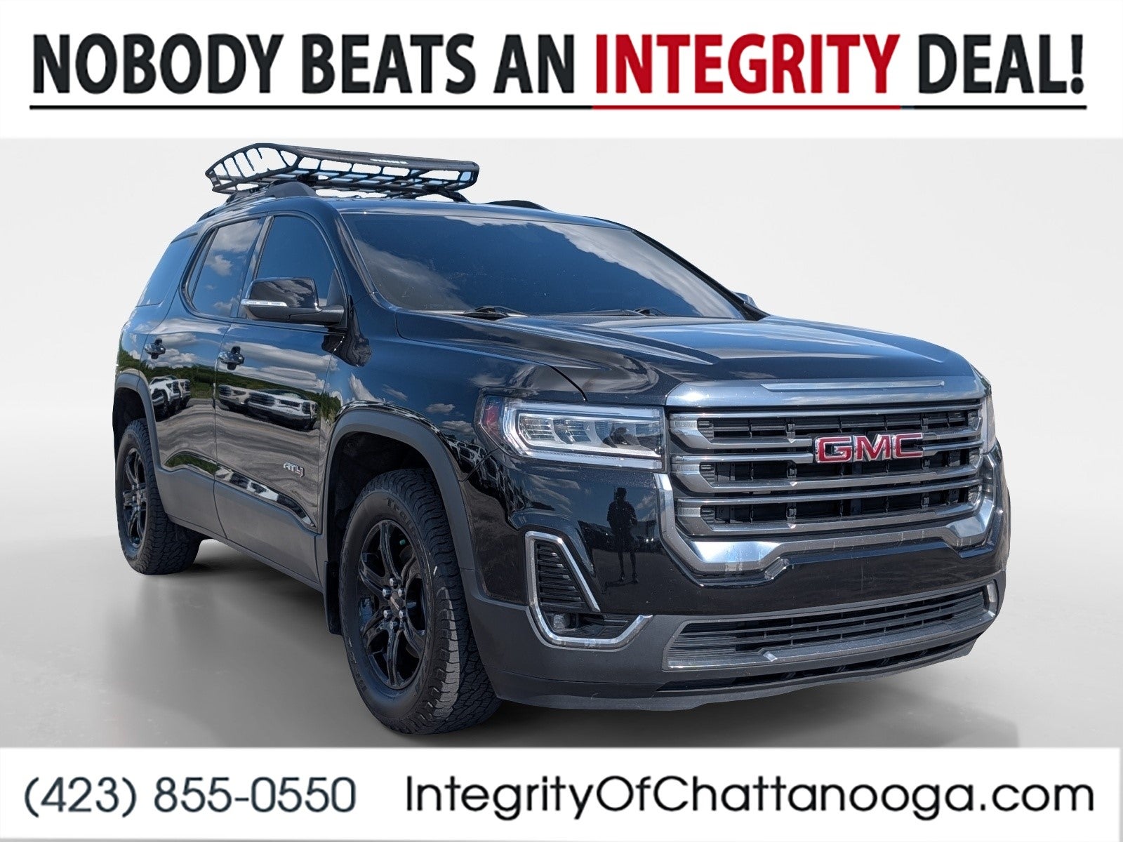2020 GMC Acadia AT4 in Ebony Twilight Metallic — front three-quarter view