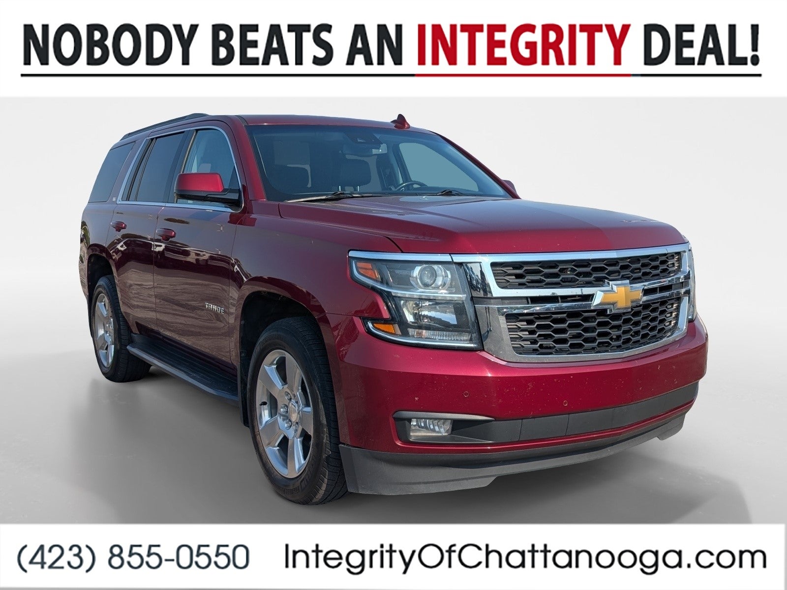 2018 Chevrolet Tahoe LT in Siren Red Tintcoat — front three-quarter view