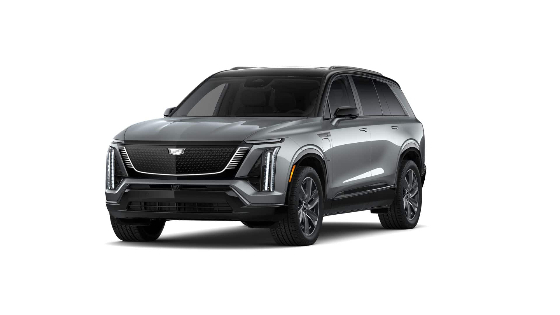 2027 Cadillac VISTIQ Sport in Argent Silver Metallic — front three-quarter view