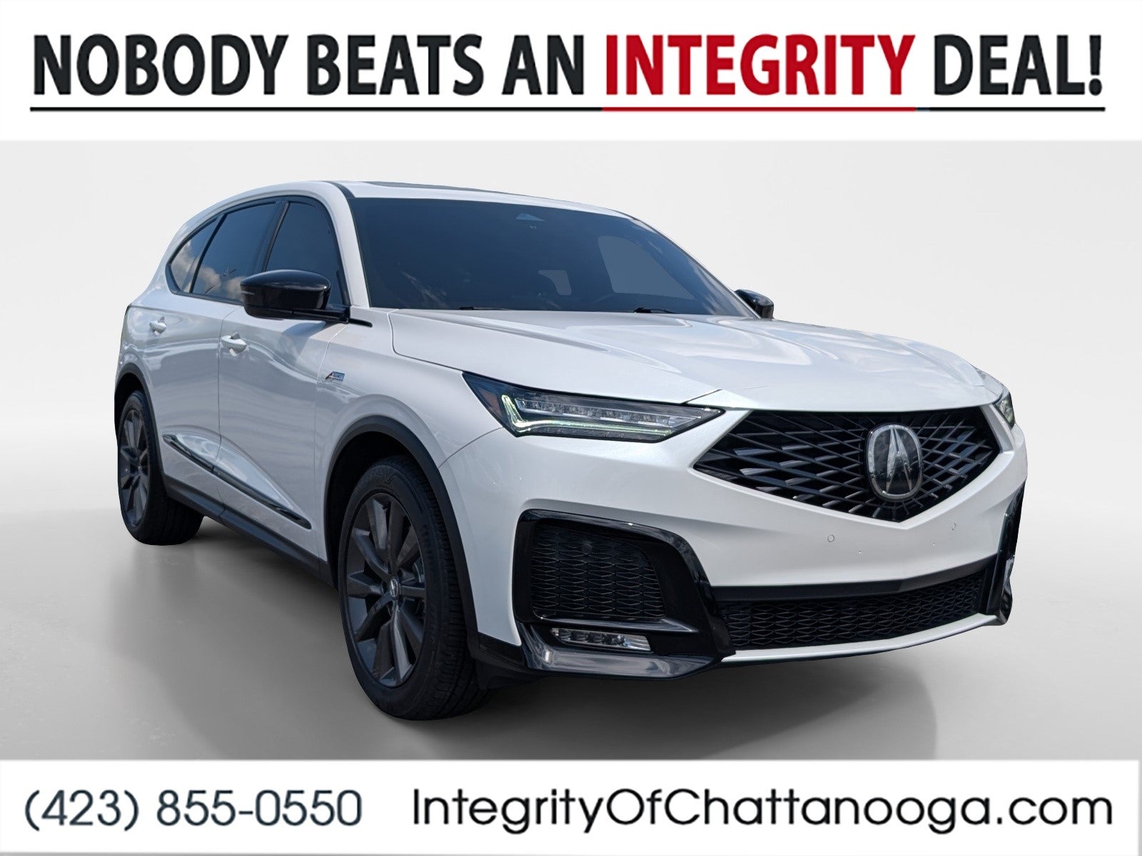 2026 Acura MDX w/A-Spec Package in White — front three-quarter view